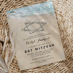 Tropical Bat Mitzvah Einladung<br><div class="desc">Strandbezogene Fledermausmitzvah-Party Einladungen mit einem sommerlichen tropischen Inselhintergrund,  ein Vintager Sandstrand mit dem Stern der Dämmerung in der Küste,  und eine Mitzvah-Vorlage,  die leicht zu personalisieren ist.</div>