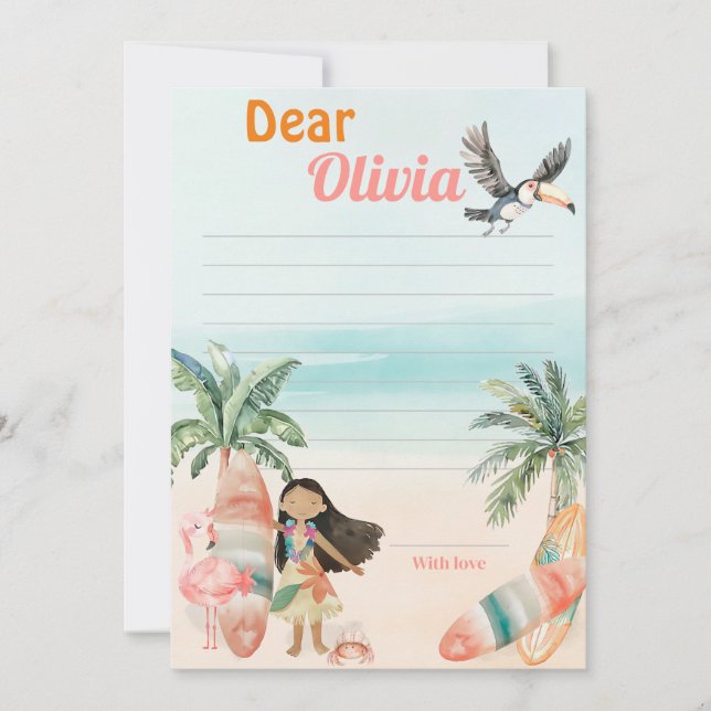 Tropical Beach 1st Birthday Time Kapsel Note Card Einladung (Vorderseite)