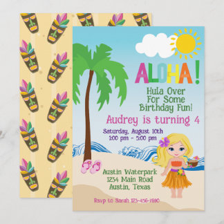 Tropical Beach Aloha Luau Einladung zum Geburtstag