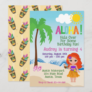 Tropical Beach Aloha Luau Einladung zum Geburtstag