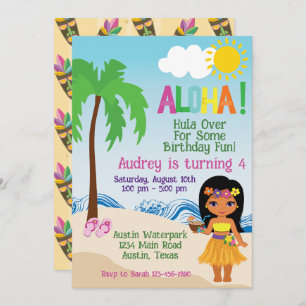 Tropical Beach Aloha Luau Einladung zum Geburtstag
