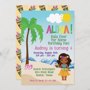 Tropical Beach Aloha Luau Einladung zum Geburtstag