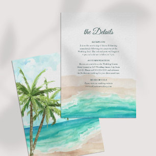 Tropical Beach and Palm Trees Wedding Details Card Einladung