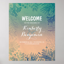 Tropical Beach Aquamarin Wedding Willkommenszeiche Poster
