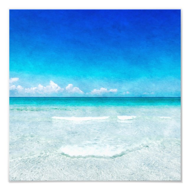 Tropical Beach - Aquamarines Aqua Ocean Blue Flori Fotodruck (Vorne)