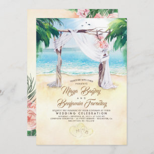 Tropical Beach Arbor Dreamy Summer Wedding Einladung