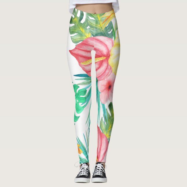 Tropical Beach Artwork Leggings (Vorderseite)