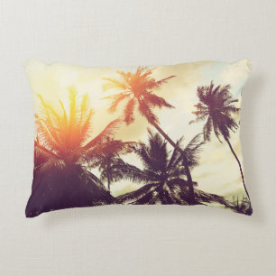 Tropical beach background with palm trees silhouet dekokissen