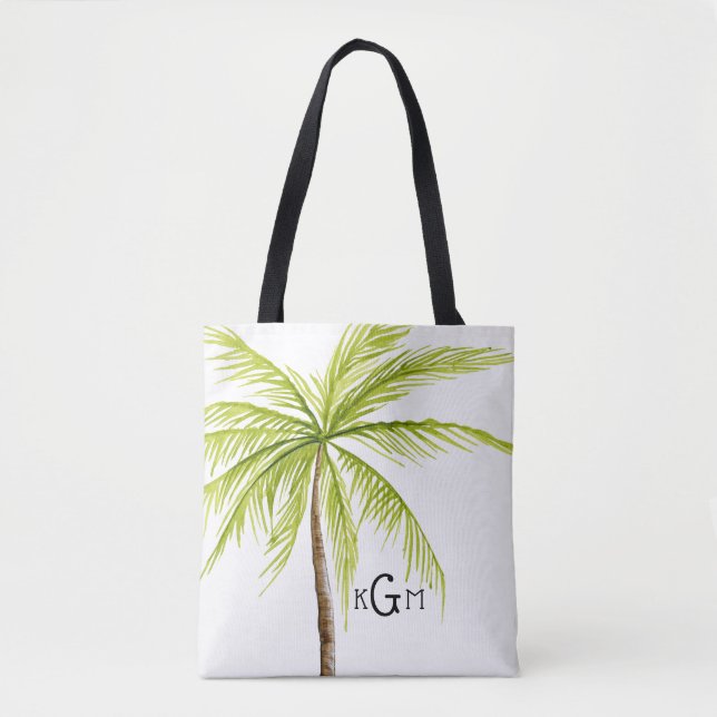 Tropical Beach Bag Palm Tree Monogram (Vorderseite)