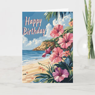 Tropical Beach Birthday Card Einladung