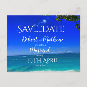 Tropical Beach Blue Save the Date