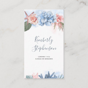 Tropical Beach Blume und Starfish Coral Palm Visitenkarte