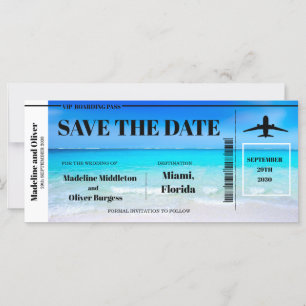 Tropical Beach Boarding Pass Hochzeit retten das D