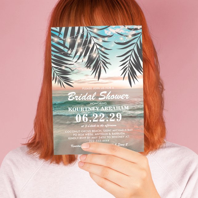 Tropical Beach Brautparty | Lichtzeichenfolge Einladung (Von Creator hochgeladen)