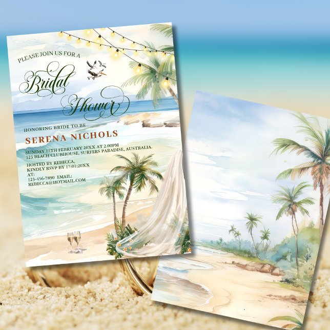 Tropical Beach Bridal Polterabend Hen Party Einladung (Von Creator hochgeladen)