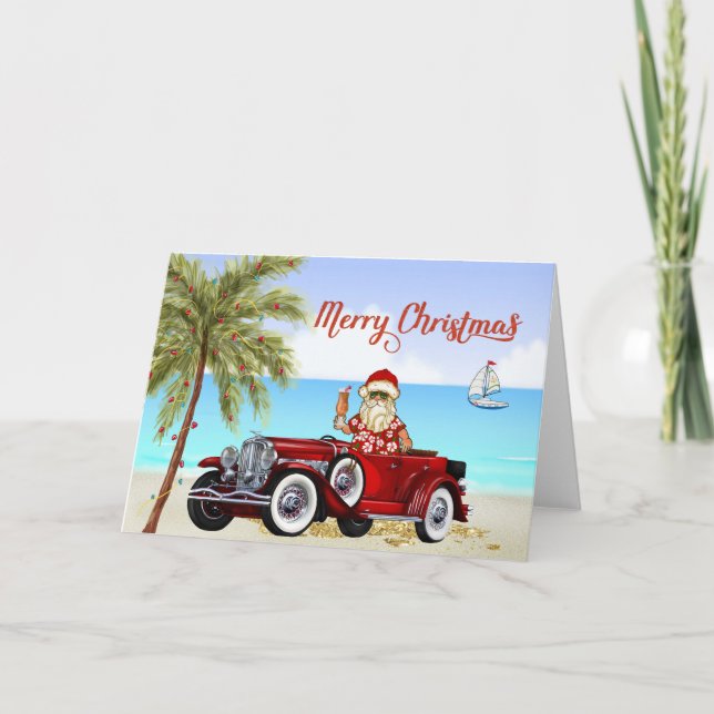 Tropical Beach Christmas Card Duesenberg Feiertagskarte (Vorderseite)