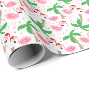 Tropical Beach Christmas Flamingos Birds Geschenkpapier