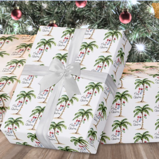 Tropical Beach Christmas Geschenkpapier (Tropical Beach Christmas Wrapping Paper )
