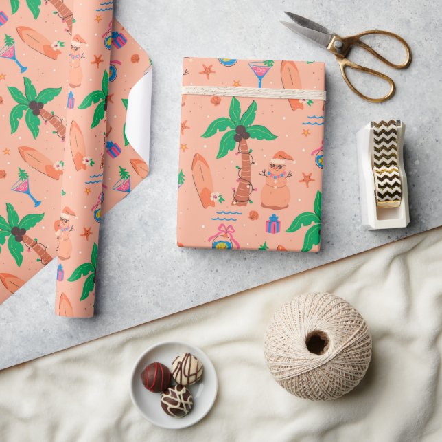 Tropical Beach Christmas im Juli Geschenkpapier (Kunsthandwerk)