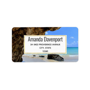 Tropical Beach Coast mit Big Rock-Adresse Adressaufkleber