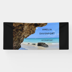 Tropical Beach Coast mit Big Rock Business Banner