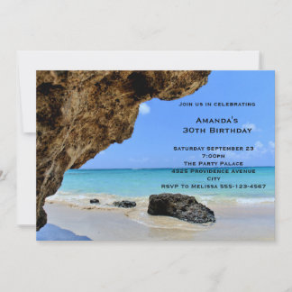 Tropical Beach Coast mit Big Rock Geburtstag Einladung