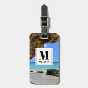 Tropical Beach Coast mit Big Rock Monogram Gepäckanhänger