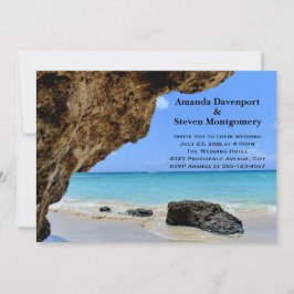 Tropical Beach Coast mit einer Big Rock Hochzeit Einladung