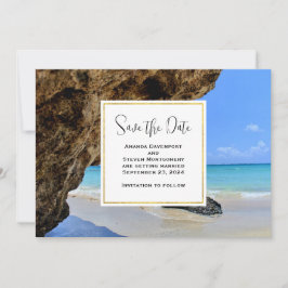 Tropical Beach Coast mit einer Big Rock Hochzeit Save The Date