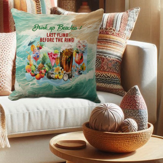 Tropical Beach Cocktails Obst Junggeselinnen-Absch Kissen (Tropical Beach Cocktails Fruits Bachelorette Party Throw Pillow)