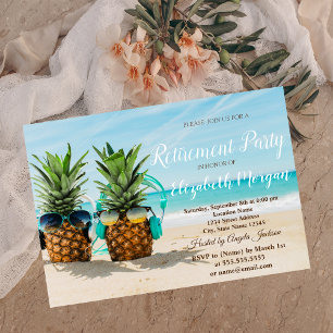 Tropical Beach Coole Ananas Pensionskino Party Einladung
