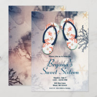 Tropical Beach Coral Flip Flops Sweet 16 Party