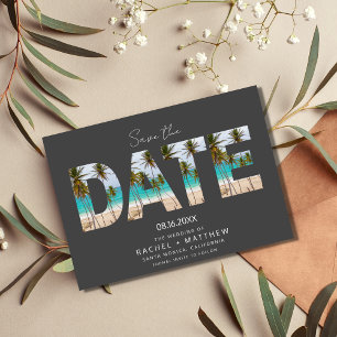Tropical Beach Couple Foto Wedding Save The Date