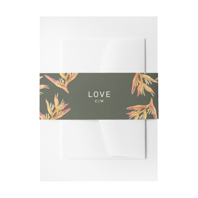 Tropical Beach Dark Green Wedding Einladungsbanderole (Vorderseite Beispiel)