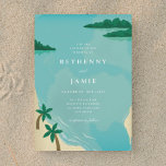 Tropical Beach Destination Wedding Invitation Einladung<br><div class="desc">Hand painted palm trees,  beach and ocean make up a tropical background for this destination wedding design.</div>