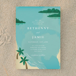 Tropical Beach Destination Wedding Invitation Einladung