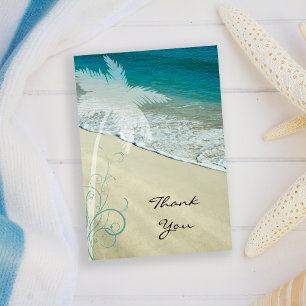 Tropical Beach Flat Thank You Note Card Dankeskarte