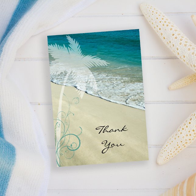 Tropical Beach Flat Thank You Note Card Dankeskarte (Von Creator hochgeladen)