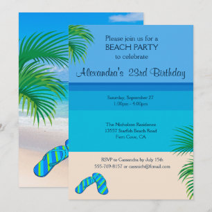 Tropical Beach & Flip Flops Geburtstagsparty Einladung