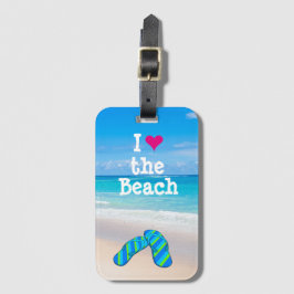 Tropical Beach Flip Flops Ocean Sand Palm Fronten Gepäckanhänger