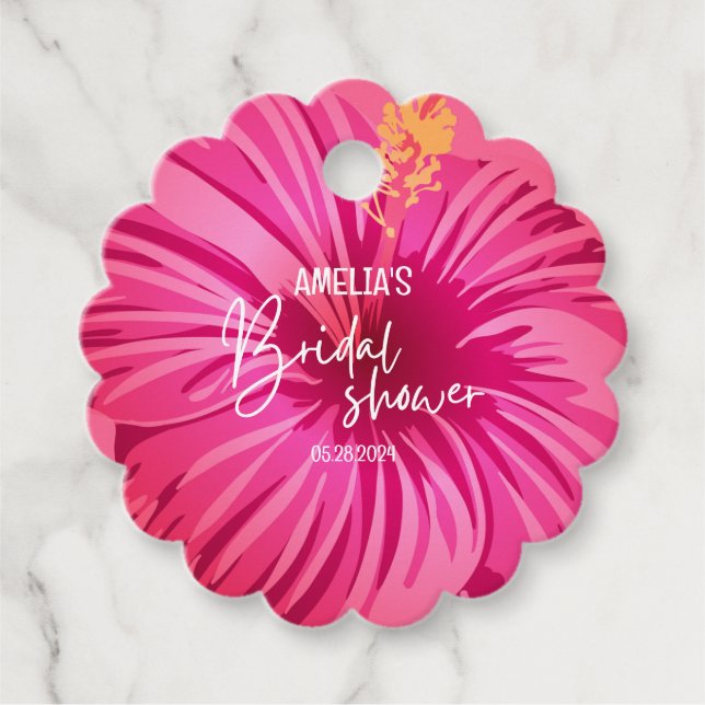 Tropical Beach Floral Brautparty Begrüßungszeichen Geschenkanhänger (Vorderseite)