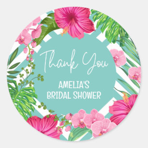 Tropical Beach Floral Brautparty bevorzugt Aufkleb Runder Aufkleber