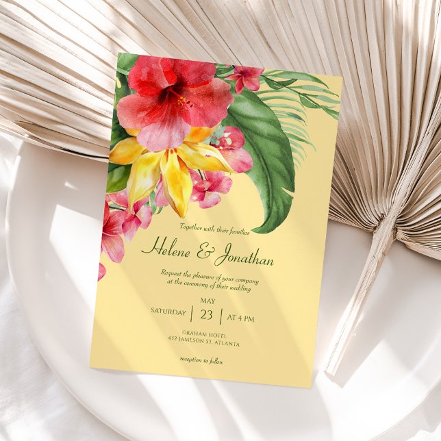 Tropical Beach Floral farbenfrohe Hochzeit in Urla Einladung (Tropical Beach Floral Colorful Destination Wedding Invitation)