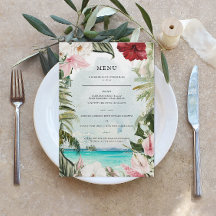 Tropical Beach Floral Palm | Hochzeitsmenü