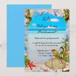 Tropical Beach Floral Wedding Bridesmaicard Einladung