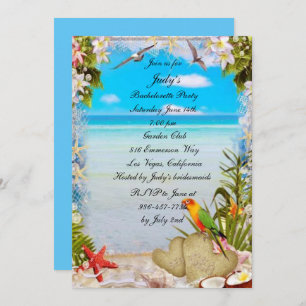 Tropical Beach Floral Wedding Junggeselinnen-Absch Einladung