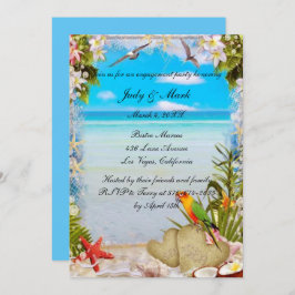 Tropical Beach Floral Wedding Party Einladung