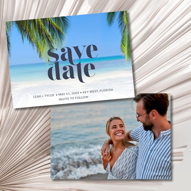 Tropical Beach Foto Wedding Save The Date (Tropical Beach Photo Wedding Save The Date)