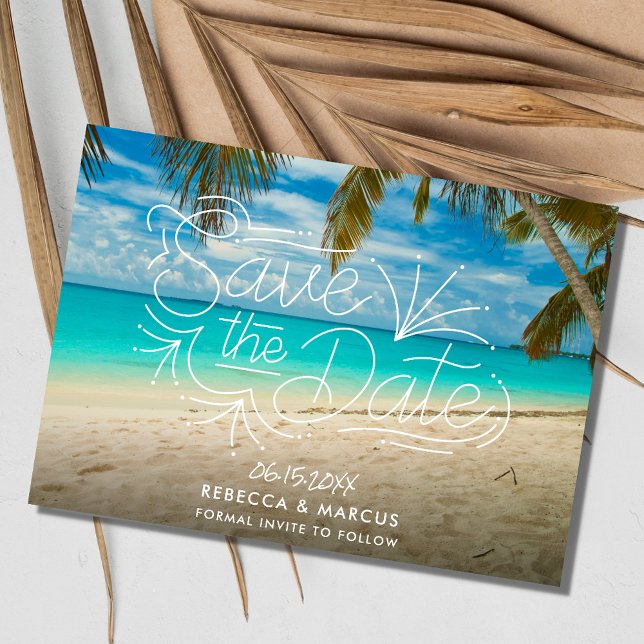 Tropical Beach Foto Wedding Save the Date (Tropical Beach Photo Wedding Save the Date)