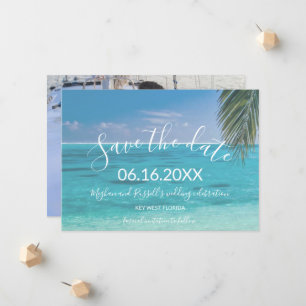 Tropical Beach Foto Wedding Save the Date Ankündigung